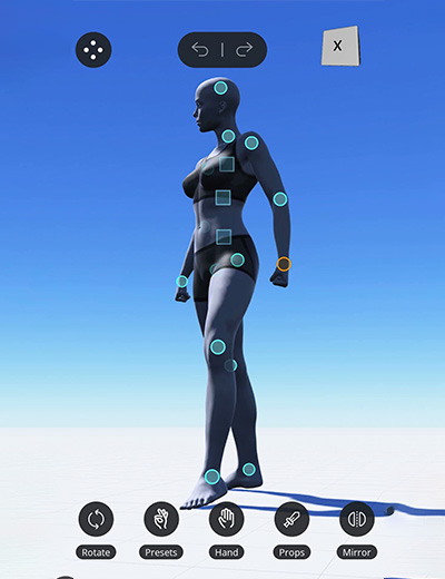 Aplicación para dibujar la figura humana en 3D