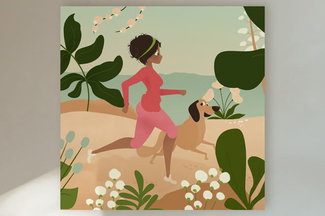 Ilustración de una chica corriendo